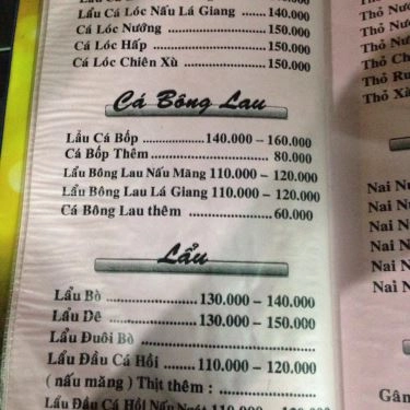 Thực đơn- Quán Ăn Lẩu Cá Kèo Tài