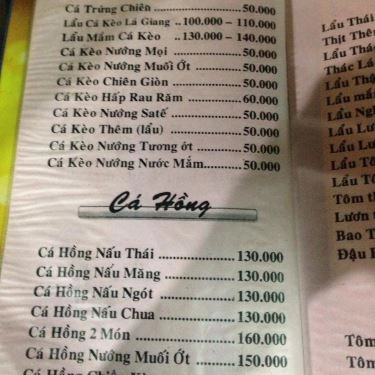 Thực đơn- Quán Ăn Lẩu Cá Kèo Tài