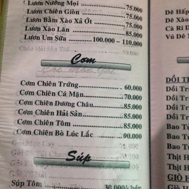 Thực đơn- Quán Ăn Lẩu Cá Kèo Tài