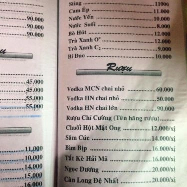 Thực đơn- Quán Ăn Lẩu Cá Kèo Tài
