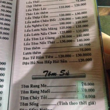 Thực đơn- Quán Ăn Lẩu Cá Kèo Tài