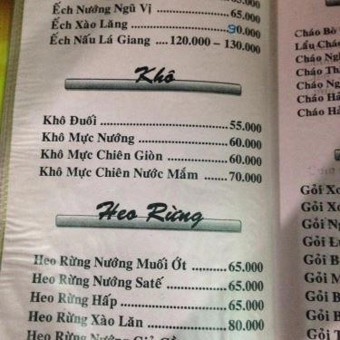 Thực đơn- Quán Ăn Lẩu Cá Kèo Tài
