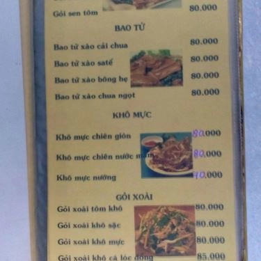 Thực đơn- Quán Tân Hồ - Quán Ăn Gia Đình