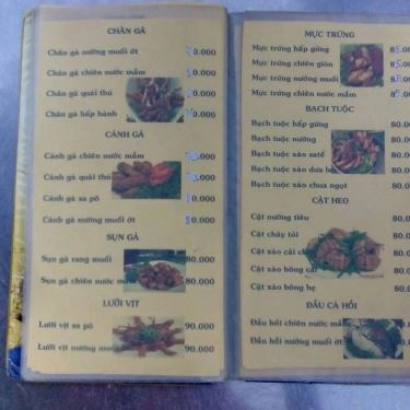 Thực đơn- Quán Tân Hồ - Quán Ăn Gia Đình