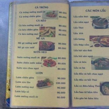 Thực đơn- Quán Tân Hồ - Quán Ăn Gia Đình