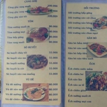 Thực đơn- Quán Tân Hồ - Quán Ăn Gia Đình