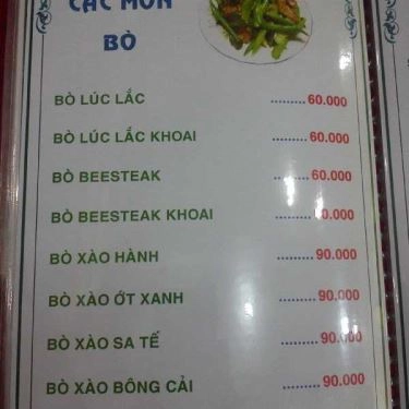 Thực đơn- Quán Ăn Quán Tân Lạc Viên