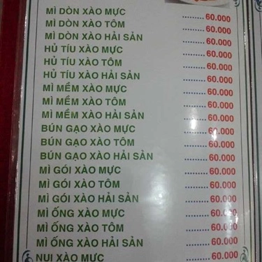 Thực đơn- Quán Ăn Quán Tân Lạc Viên