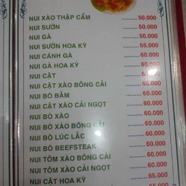 Thực đơn- Quán Ăn Quán Tân Lạc Viên