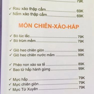 Thực đơn- Quán Ăn Quán Tèo - Món Lẩu & Nướng