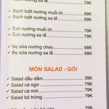Thực đơn- Quán Ăn Quán Tèo - Món Lẩu & Nướng