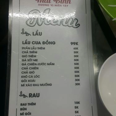 Thực đơn- Quán Thái Bình - Quán Ăn Gia Đình
