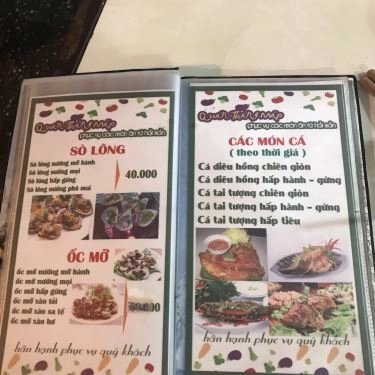 Thực đơn- Quán Ăn Thằng Mập - Hải Sản Tươi Ngon