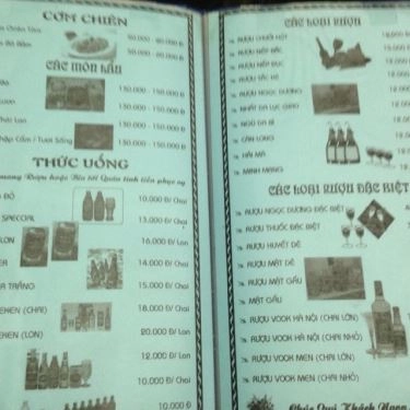 Thực đơn- Quán Ăn Quán Thanh Hoan - Bê Thui Bình Thuận