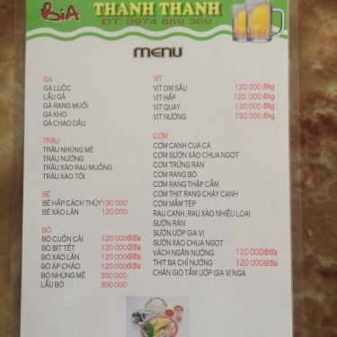 Thực đơn- Thanh Thanh - Bia & Nhậu Hải Sản