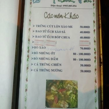 Thực đơn- Quán Ăn Thanh Vân - Gà Tự Chọn & Cá Nục Hấp