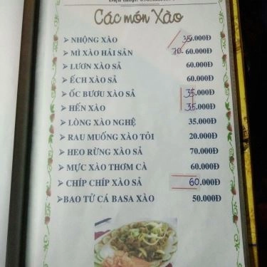 Thực đơn- Quán Ăn Thanh Vân - Gà Tự Chọn & Cá Nục Hấp