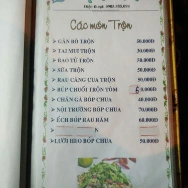 Thực đơn- Quán Ăn Thanh Vân - Gà Tự Chọn & Cá Nục Hấp
