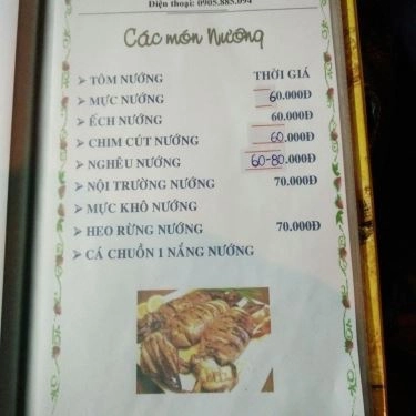 Thực đơn- Quán Ăn Thanh Vân - Gà Tự Chọn & Cá Nục Hấp