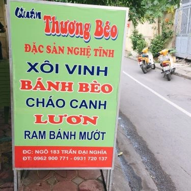 Thực đơn- Quán Ăn Quán Thương Béo - Bánh Bèo, Cháo Canh, Cháo Lươn Nghệ An Hà Tĩnh