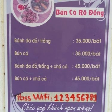 Thực đơn- Quán Ăn Quán Thúy - Bún Cá & Bánh Đa Cá Rô Đồng