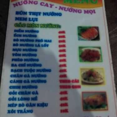 Thực đơn- Quán Ăn Quán Thủy - Các Món Nướng