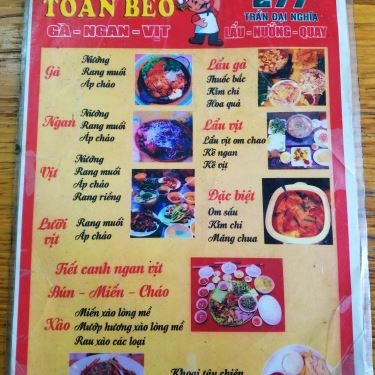 Thực đơn- Quán Ăn Quán Toàn Béo - Ngan, Gà, Vịt