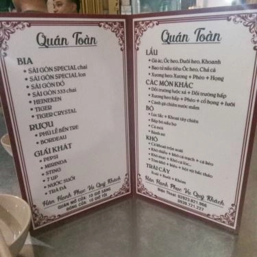 Thực đơn- Quán Ăn Quán Toàn - Lẩu Gà Ác