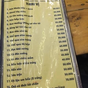 Thực đơn- Quán Ăn Quán Trúc Xanh