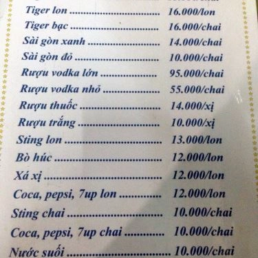 Thực đơn- Quán Ăn Quán Tư Mập - Cá Lóc Nướng
