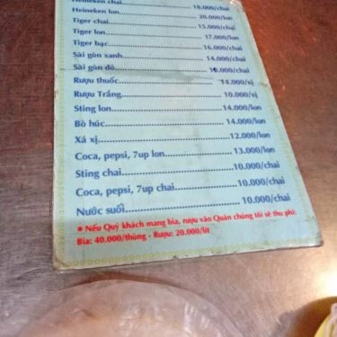 Thực đơn- Quán Ăn Quán Tư Mập - Cá Lóc Nướng