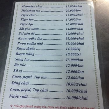Thực đơn- Quán Ăn Quán Tư Mập - Cá Lóc Nướng