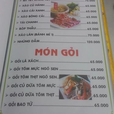 Thực đơn- Quán Ăn Quán Tuấn Râu - Đặc Sản Bò & Dê