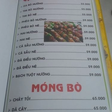 Thực đơn- Quán Ăn Quán Tuấn Râu - Đặc Sản Bò & Dê