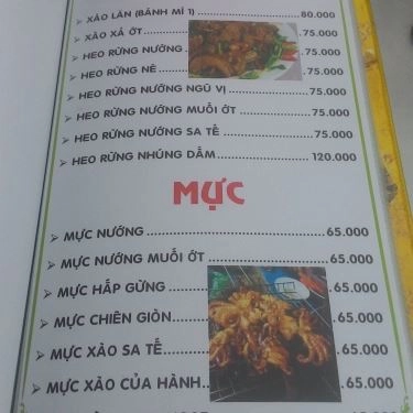 Thực đơn- Quán Ăn Quán Tuấn Râu - Đặc Sản Bò & Dê