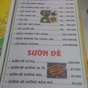 Thực đơn- Quán Ăn Quán Tuấn Râu - Đặc Sản Bò & Dê