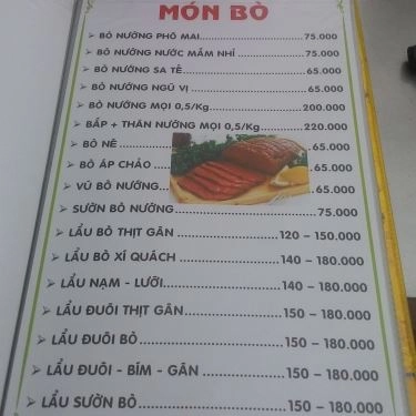 Thực đơn- Quán Ăn Quán Tuấn Râu - Đặc Sản Bò & Dê