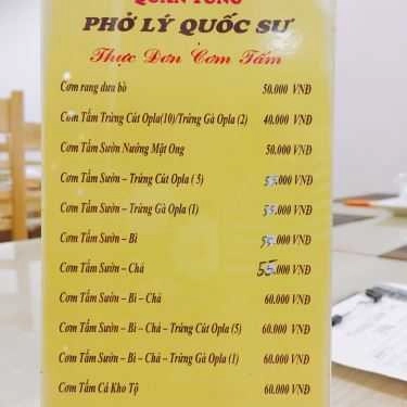 Thực đơn- Quán Tùng - Phở Lý Quốc Sư