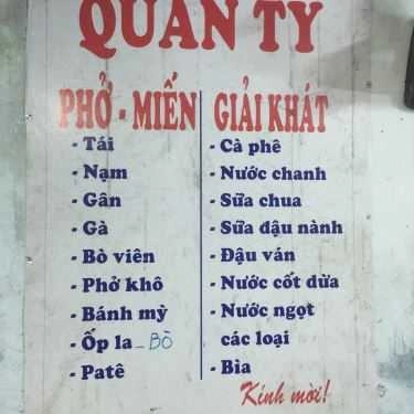 Thực đơn- Quán Ăn Quán Tý - Miến & Phở Hà Nội