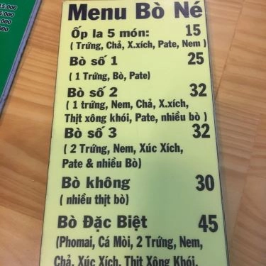 Thực đơn- Quán Ăn Quán Vân - Bò Né & Cơm Chiên