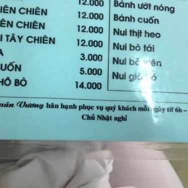 Thực đơn- Quán Vương - Quán Ăn Bình Dân