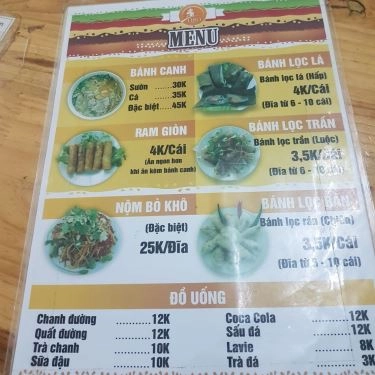 Thực đơn- Quán Ăn Quảng Bình Ơi - Bánh Canh & Bánh Bột Lọc