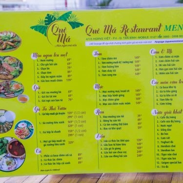 Thực đơn- Nhà Hàng Quê Má - Rooftop Garden Restaurant
