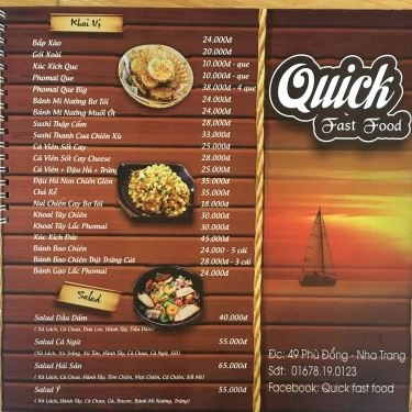 Thực đơn- Quán Ăn Quick - Fast Food