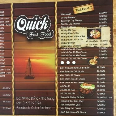 Thực đơn- Quán Ăn Quick - Fast Food