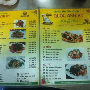 Thực đơn- Quán Ăn Quốc Anh Ký - Quán Cơm