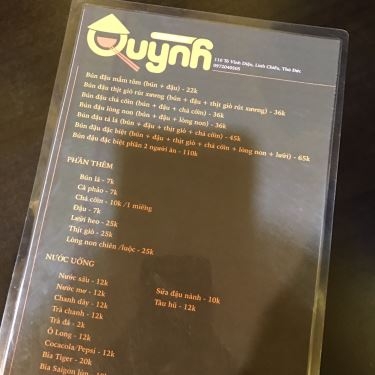 Thực đơn- Quán Ăn Quỳnh - Bún Đậu Mắm Tôm