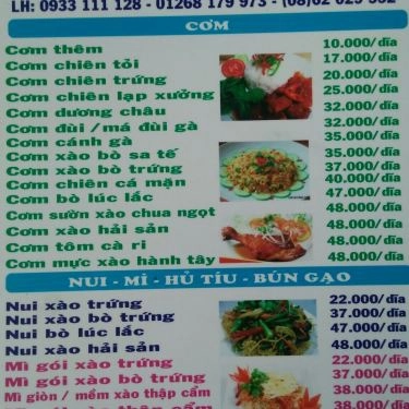 Thực đơn- Quỳnh Hoa - Quán Ăn Gia Đình