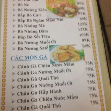 Thực đơn- Quán Ăn Quỳnh Quán - Hải Sản Tươi Sống
