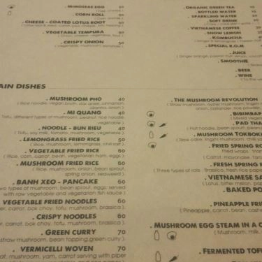 Thực đơn- Nhà Hàng R.O.M Restaurant - Ẩm Thực Chay